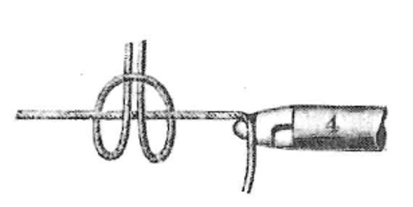 Schematische Zeichnung einer Knotenfadenheftung.